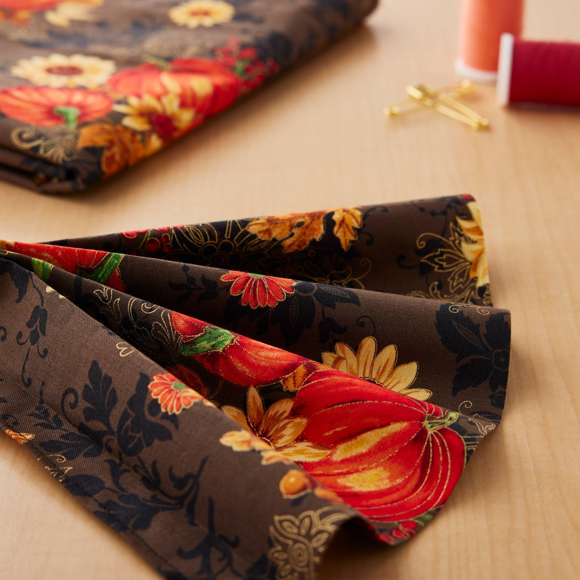 Fabric Traditions Fall Harvest Bounty Brown Glitter Cotton Fabric